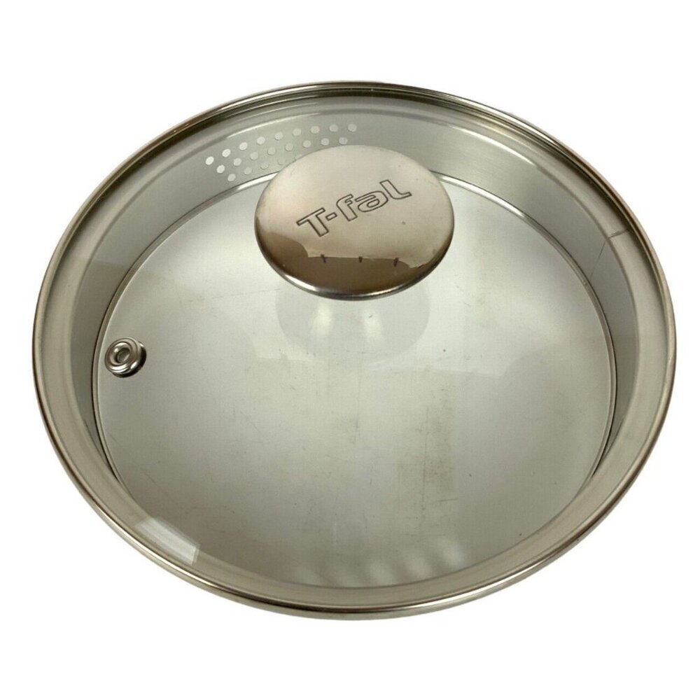 T-Fal Tempered Glass Pot Lid Vented Strainer Stainless Steel Handle 7" Diameter